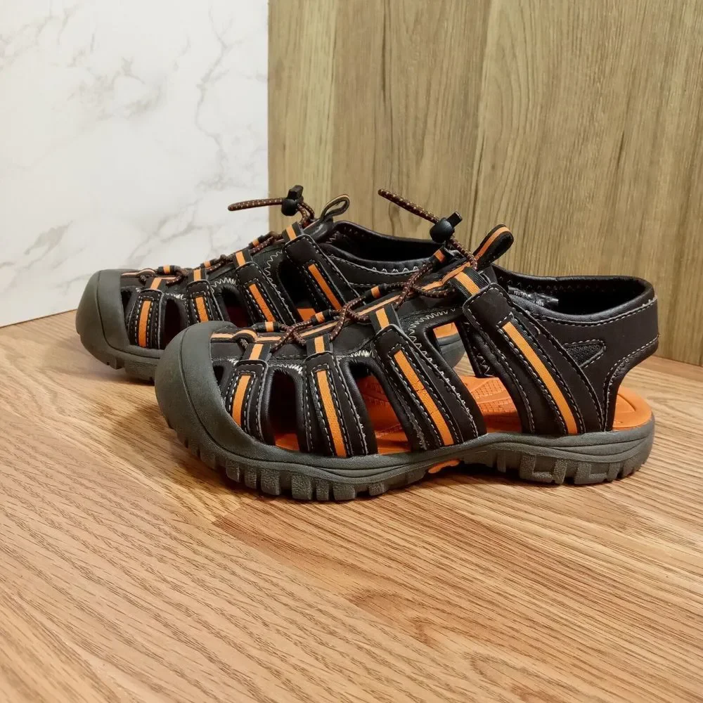 Arizona Jeans Co. Boys Sz 1 EU 32 Slingback Sandal Shoe Sneaker Closed Toe Brown